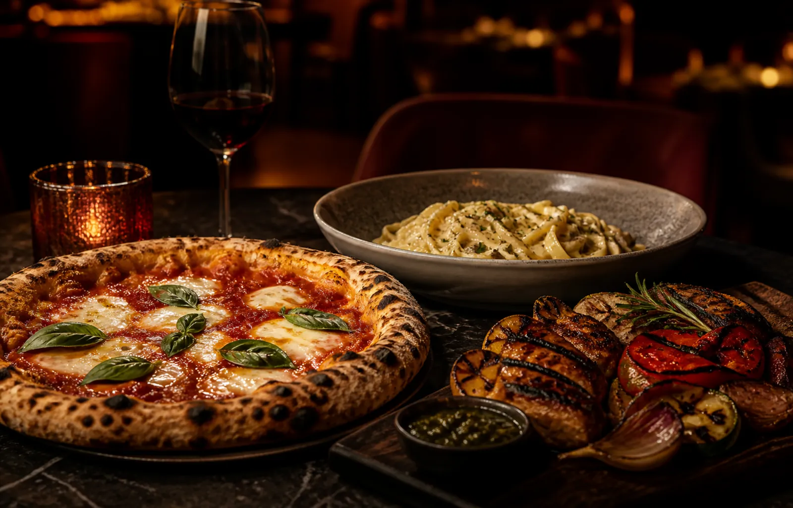 Wood-fired pizza and pasta at Quater Club